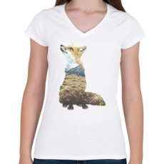 PRINTFASHION Multi Expourse Fox - Női V-nyakú póló - Fehér