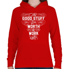 PRINTFASHION Munka - Női kapucnis pulóver - Piros női pulóver, kardigán