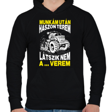 PRINTFASHION Munkám után haszon terem, látszik nem a ... verem. - Férfi kapucnis pulóver - Fekete férfi pulóver, kardigán