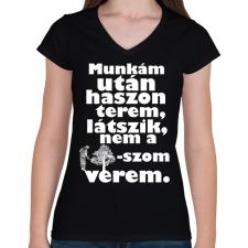 PRINTFASHION munkám után.w - Női V-nyakú póló - Fekete női póló