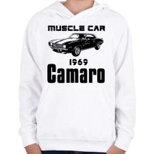 PRINTFASHION muscle car 1969 camaro - Gyerek kapucnis pulóver - Fehér gyerek pulóver, kardigán