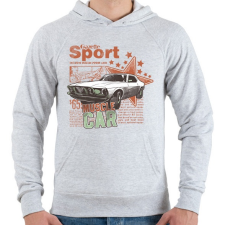 PRINTFASHION Muscle Car - Férfi kapucnis pulóver - Sport szürke férfi pulóver, kardigán