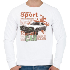 PRINTFASHION muscle car - Férfi pulóver - Fehér férfi pulóver, kardigán
