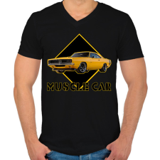 PRINTFASHION Muscle car - Férfi V-nyakú póló - Fekete férfi póló