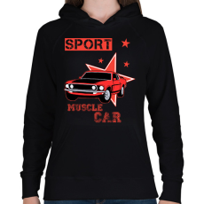 PRINTFASHION Muscle car - Női kapucnis pulóver - Fekete