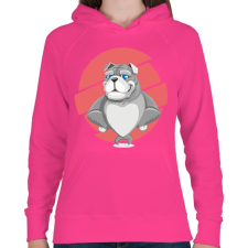 PRINTFASHION Muscle dog - Női kapucnis pulóver - Fukszia női pulóver, kardigán