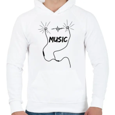 PRINTFASHION music - Férfi kapucnis pulóver - Fehér férfi pulóver, kardigán