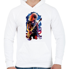 PRINTFASHION Music - Férfi kapucnis pulóver - Fehér férfi pulóver, kardigán