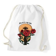 PRINTFASHION Music is my life - Rózsás gitár - Sportzsák, Tornazsák - Fehér tornazsák