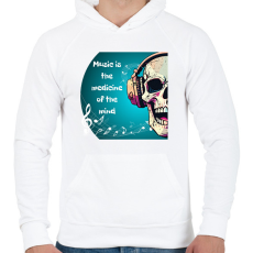 PRINTFASHION Music is the medicine - Férfi kapucnis pulóver - Fehér