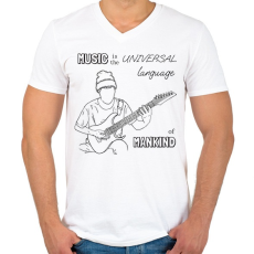 PRINTFASHION Music is the universal language - Férfi V-nyakú póló - Fehér