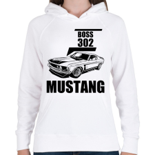 PRINTFASHION mustang boss 302 - Női kapucnis pulóver - Fehér női pulóver, kardigán