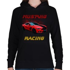 PRINTFASHION mustang racing - Női kapucnis pulóver - Fekete