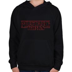 PRINTFASHION Mustang Things - Gyerek kapucnis pulóver - Fekete