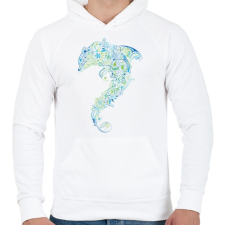 PRINTFASHION Művészi delfin - Férfi kapucnis pulóver - Fehér férfi pulóver, kardigán