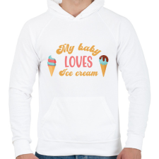 PRINTFASHION My baby loves ice cream - Pregnant - Férfi kapucnis pulóver - Fehér férfi pulóver, kardigán