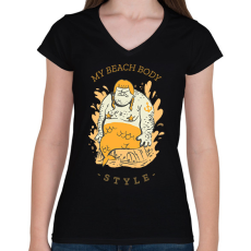 PRINTFASHION My Beach Body Style - Női V-nyakú póló - Fekete