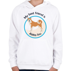 PRINTFASHION My best friend - Akita Inu - Gyerek kapucnis pulóver - Fehér