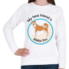 PRINTFASHION My best friend - Akita Inu - Női pulóver - Fehér női pulóver, kardigán