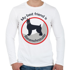 PRINTFASHION My best friend - Riesenschnauzer - Férfi hosszú ujjú póló - Fehér férfi póló