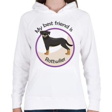 PRINTFASHION My best friend - Rottwiler - Női kapucnis pulóver - Fehér