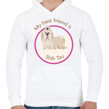 PRINTFASHION My best friend - Shih Tzu - Férfi kapucnis pulóver - Fehér női pulóver, kardigán