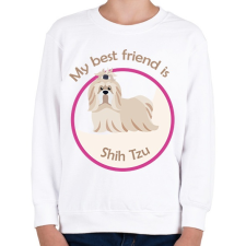 PRINTFASHION My best friend - Shih Tzu - Gyerek pulóver - Fehér gyerek pulóver, kardigán