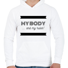 PRINTFASHION My body and my rules - Férfi kapucnis pulóver - Fehér