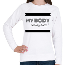 PRINTFASHION My body and my rules - Női pulóver - Fehér női pulóver, kardigán