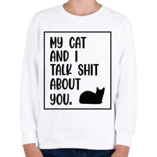 PRINTFASHION My cat and I - black - Gyerek pulóver - Fehér gyerek pulóver, kardigán