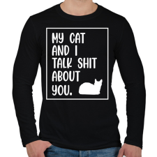 PRINTFASHION My cat and I - White - Férfi hosszú ujjú póló - Fekete férfi póló