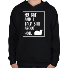 PRINTFASHION My cat and I - White - Gyerek kapucnis pulóver - Fekete gyerek pulóver, kardigán