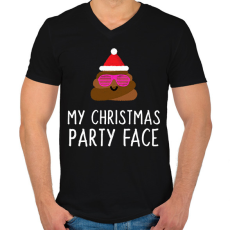 PRINTFASHION MY CHRISTMAS PARTY FACE - Férfi V-nyakú póló - Fekete