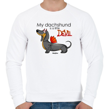 PRINTFASHION "My dachshund is a little DEVIL" - Férfi pulóver - Fehér férfi pulóver, kardigán
