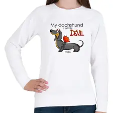 PRINTFASHION "My dachshund is a little DEVIL" - Női pulóver - Fehér női pulóver, kardigán