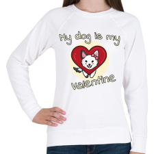 PRINTFASHION My dog is my valentine - Női pulóver - Fehér női pulóver, kardigán