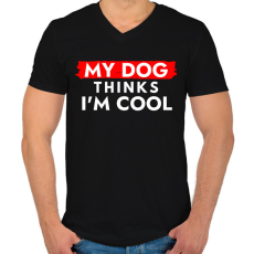 PRINTFASHION My dog thinks I'm Cool - Férfi V-nyakú póló - Fekete