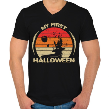 PRINTFASHION My first halloween - Férfi V-nyakú póló - Fekete férfi póló