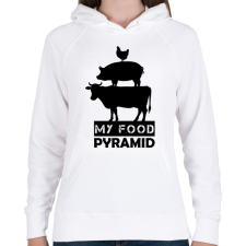 PRINTFASHION My food pyramid - Női kapucnis pulóver - Fehér női pulóver, kardigán