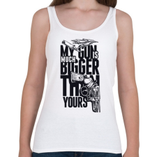 PRINTFASHION My Gun is BIGGER than yours - Női atléta - Fehér női trikó