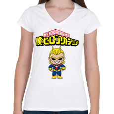 PRINTFASHION My hero academia All Might - Női V-nyakú póló - Fehér