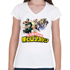 PRINTFASHION My hero academia - Női V-nyakú póló - Fehér női póló