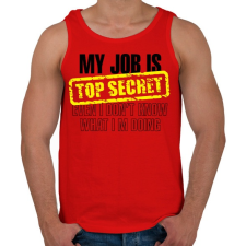 PRINTFASHION My jos is top secret.  - Férfi atléta - Piros atléta, trikó