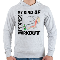 PRINTFASHION My Kind Of BICEPS Workout /g/ - Férfi kapucnis pulóver - Sport szürke