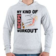 PRINTFASHION My  Kind Of BICEPS Workout /r/ - Férfi kapucnis pulóver - Sport szürke