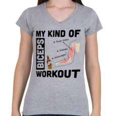 PRINTFASHION My Kind Of BICEPS Workout  /w/ - Női V-nyakú póló - Sport szürke