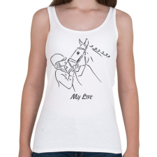 PRINTFASHION My life - Lovas minta - Női atléta - Fehér női trikó