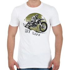 PRINTFASHION My life - Motoros minta - Férfi póló - Fehér férfi póló