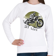 PRINTFASHION My life - Motoros minta - Női pulóver - Fehér női pulóver, kardigán