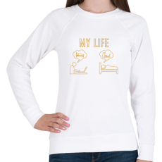 PRINTFASHION My life - Munkamániás - Női pulóver - Fehér